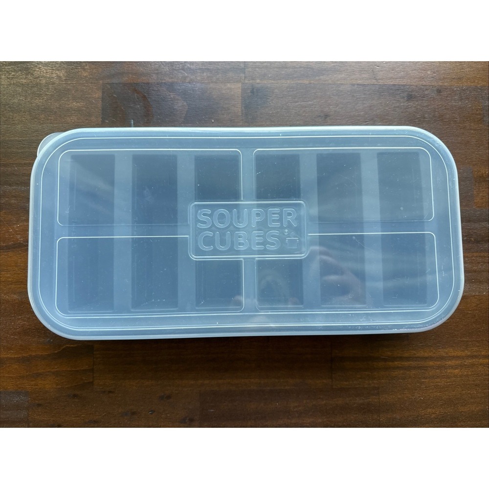 Souper Cubes Tray Silicone/Plastic w/ Lid 6-Cavity Rectangle Gray 1/2 cup